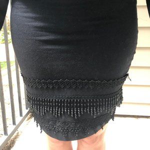 Vintage 1980's Beaded Black Skirt